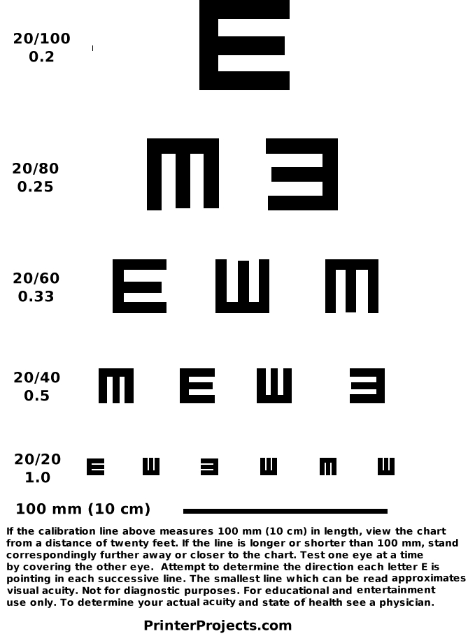 Snellen Eye Chart Printable