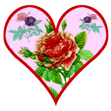 The drawing at right features a large rose heart These hearts are suitable